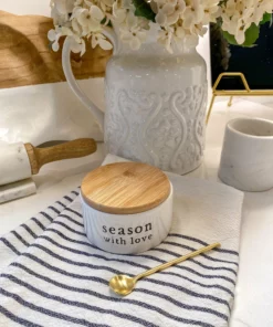 Inspire Me! Home Decor KITCHEN "Season With Love" Ceramic Sugar/Spice Holder