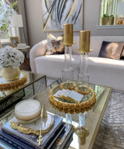 Inspire Me! Home Decor Glass Candle Holder With Gold Metal Floral Details (2 Sizes) 16 Inspire Me! Home Decor Glass Candle Holder With Gold Metal Floral Details (2 Sizes)