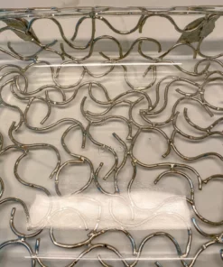 Inspire Me! Home Decor Rectangular Silver Handled Pyrex Holder With Leaf Design