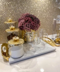 Inspire Me! Home Decor Glass Canister With Metal Floral Lid (3 Sizes) (2 Colors)