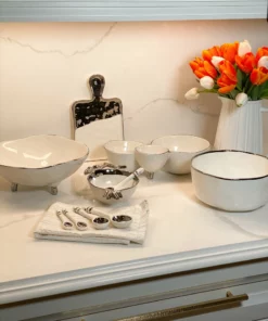 Inspire Me! Home Decor Silver And White 3 Section Serving Bowls 10 Inspire Me! Home Decor Silver And White 3 Section Serving Bowls