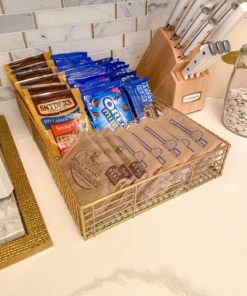 Inspire Me! Home Decor Gold Metal Organization Baskets (Set Of 2)