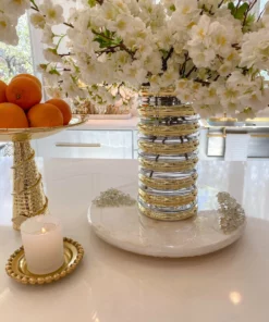 Inspire Me! Home Decor Gold Ribbed Glass Vase (2 Sizes)