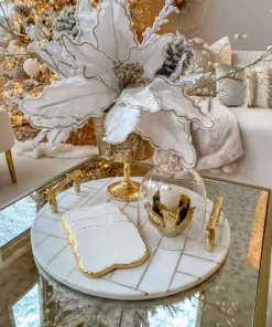 Inspire Me! Home Decor White Enameled Gold Metal Coasters (Set Of 4)