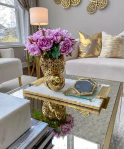 Inspire Me! Home Decor Charcoal Grey Marble Hexagon Coasters W/ Gold Edge