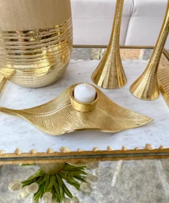 Inspire Me! Home Decor Gold Leaf Tea Light Holder 8 Inspire Me! Home Decor Gold Leaf Tea Light Holder