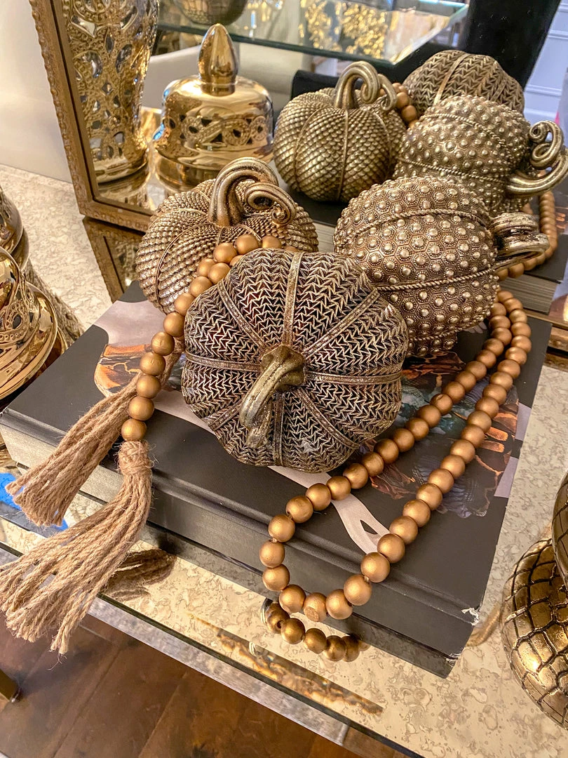 Inspire Me! Home Decor Antique Gold Resin Pumpkin (3 Styles) 3 Inspire Me! Home Decor Antique Gold Resin Pumpkin (3 Styles)