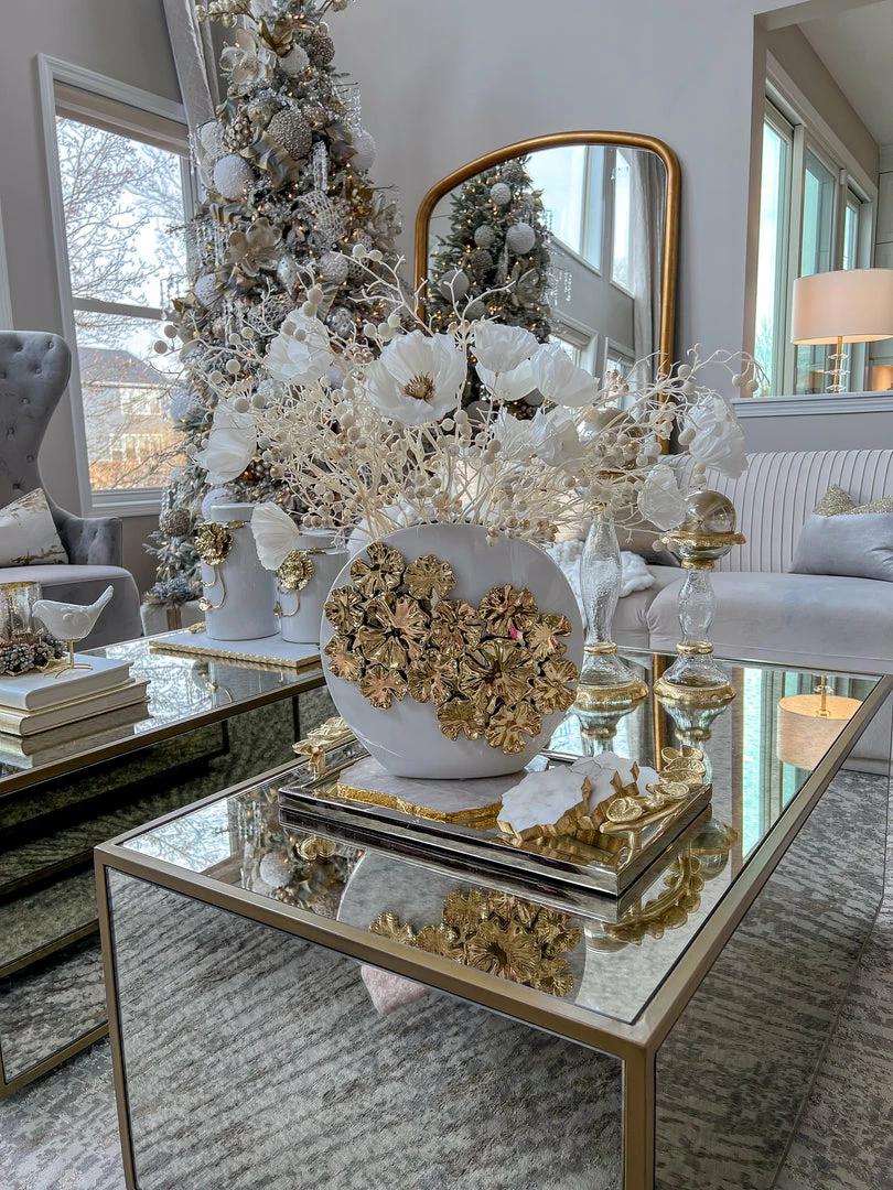 Inspire Me! Home Decor White Vase With Gold Floral Design 5 Inspire Me! Home Decor White Vase With Gold Floral Design