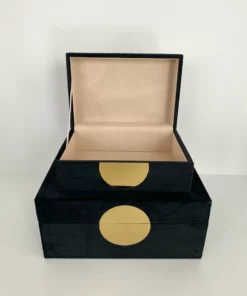 Inspire Me! Home Decor Set Of 2 Velvet Black Boxes With Gold Circle 13 Inspire Me! Home Decor Set Of 2 Velvet Black Boxes With Gold Circle