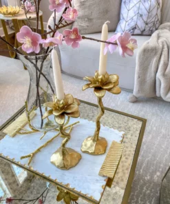 Inspire Me! Home Decor Gold Floral Candle Stick (2 Sizes)