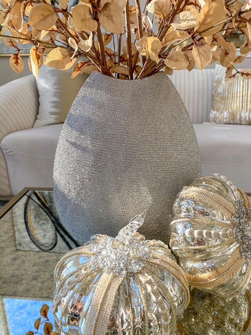 Inspire Me! Home Decor Ceramic Textured Metallic Vase ( Gold & Silver ) 9 Inspire Me! Home Decor Ceramic Textured Metallic Vase ( Gold & Silver )