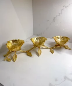 Inspire Me! Home Decor Gold Leaf 3 Section Bowls On Vine Stand