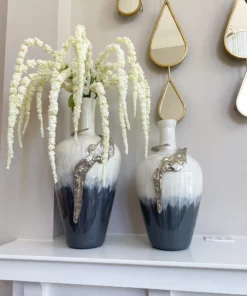 Inspire Me! Home Decor Large Glass Vase W/ Silver Metal Decor (2 Sizes) 10 Inspire Me! Home Decor Large Glass Vase W/ Silver Metal Decor (2 Sizes)