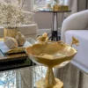 Inspire Me! Home Decor Gold Floral Bowl On Pedestal