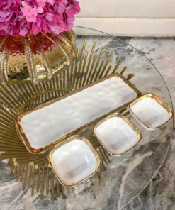 Inspire Me! Home Decor 3 Square Snack Bowls W/Tray Set Gold 11 Inspire Me! Home Decor 3 Square Snack Bowls W/Tray Set Gold