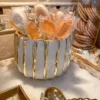 Inspire Me! Home Decor White And Gold Striped Bowl