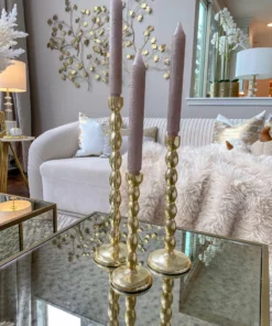 Inspire Me! Home Decor Gold Bead Design Candle Stick (3 Sizes)