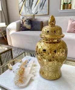 Inspire Me! Home Decor Gold Patterned Mini/Miniature Ginger Jar 21 Inspire Me! Home Decor Gold Patterned Mini/Miniature Ginger Jar