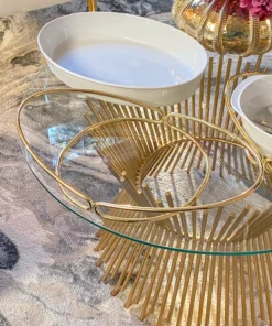 Inspire Me! Home Decor Oval Porcelain Serveware With Metal Base (2 Colors)