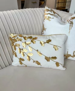 Inspire Me! Home Decor Gold Poinsettia Branch Pillow (2 Colors)