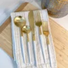 Inspire Me! Home Decor White And Gold Flatware Set