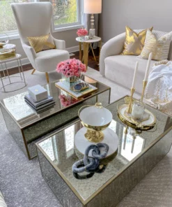 Inspire Me! Home Decor Charcoal Grey Marble Hexagon Coasters W/ Gold Edge