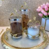 Inspire Me! Home Decor Hammered Glass Canister W/ Gold Leaf Lid (3 Sizes)