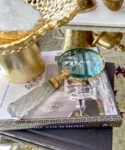 Inspire Me! Home Decor Gold Magnifying Glass W/ Textured Glass Handle
