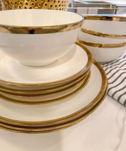 Inspire Me! Home Decor White And Gold Rimmed Porcelain Dinner Set ( 12 Piece Set ) 7 Inspire Me! Home Decor White And Gold Rimmed Porcelain Dinner Set ( 12 Piece Set )