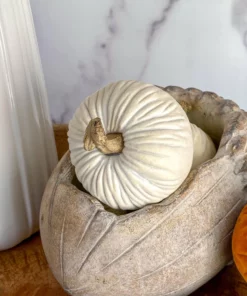 Inspire Me! Home Decor Mini Cream Velvet Decorative Pumpkin