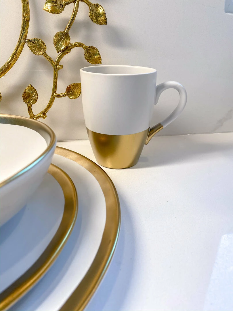 Inspire Me! Home Decor Gold And White 4 Piece Place Setting 7 Inspire Me! Home Decor Gold And White 4 Piece Place Setting