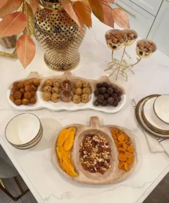 Inspire Me! Home Decor Large White Washed Wooden Pumpkin Tray KITCHEN