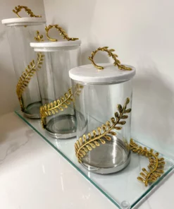 Inspire Me! Home Decor Gold Curry Leaf Canister (3 Sizes)