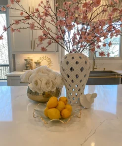 Inspire Me! Home Decor Wavy Glass Bowl W/ Gold Trim