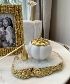 Inspire Me! Home Decor White Pumpkin Candle With Gold Top (2 Sizes)