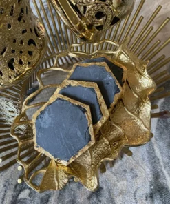 Inspire Me! Home Decor Gold Openwork Leaf Decor/ Trivet