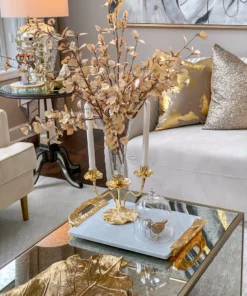 Inspire Me! Home Decor Marble Tray With Gold Lava Handles