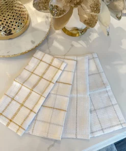 Inspire Me! Home Decor Set Of 2 Metallic Thread Gold Silver Dish Cloths