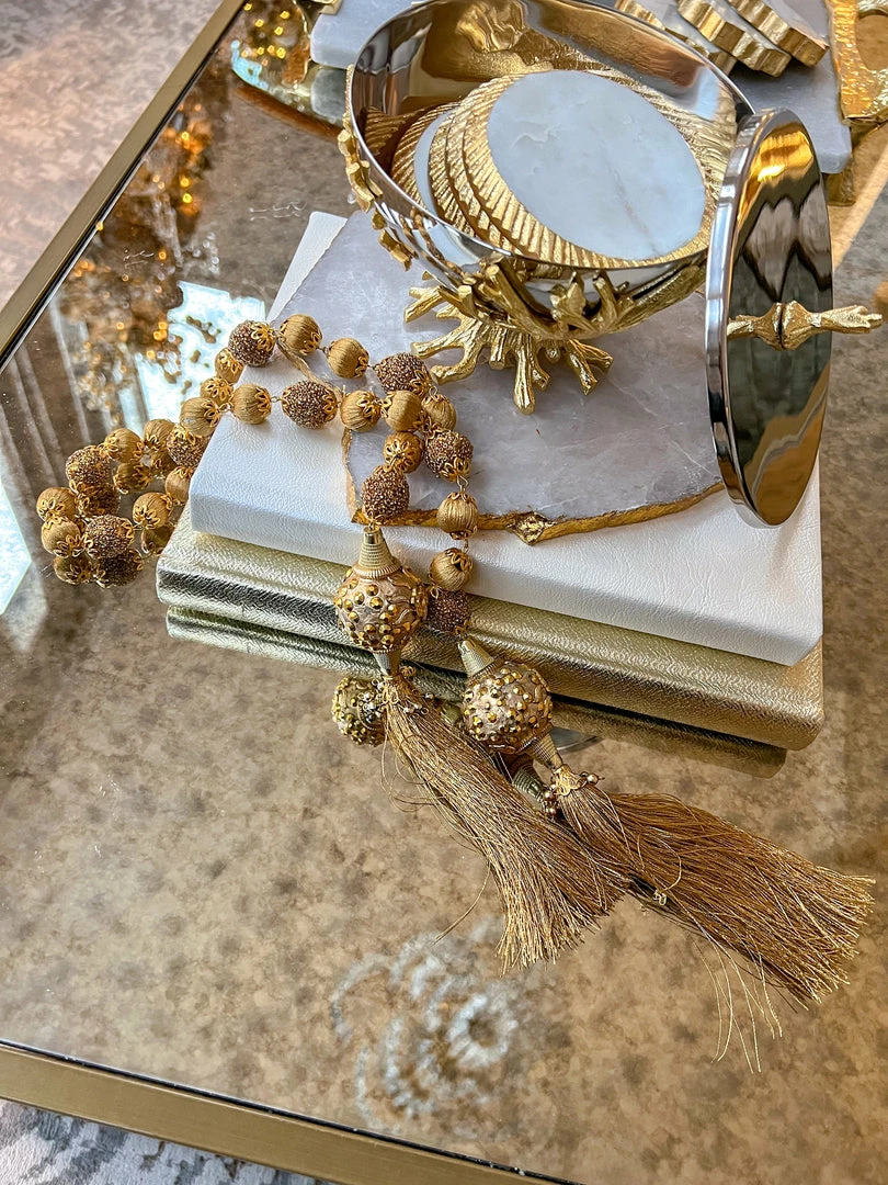 Inspire Me! Home Decor Gold Beaded Tassel Garland 3 Inspire Me! Home Decor Gold Beaded Tassel Garland