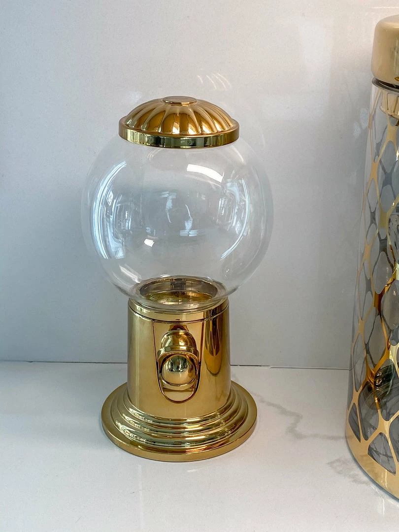 Inspire Me! Home Decor Gold Gumball Machine 3 Inspire Me! Home Decor Gold Gumball Machine