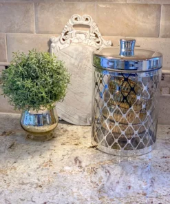 Inspire Me! Home Decor Glass Jar W/ Gold Lid (2 Sizes & 2 Colors)