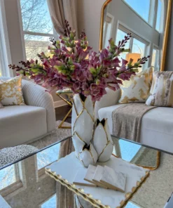 Inspire Me! Home Decor White & Gold Cluster Vase