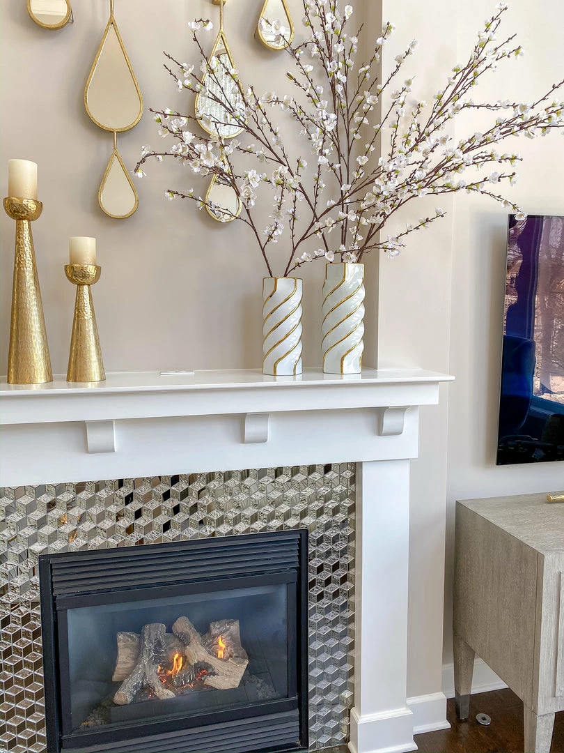 Inspire Me! Home Decor Gold And White Twist Vase (2 Sizes) 3 Inspire Me! Home Decor Gold And White Twist Vase (2 Sizes)