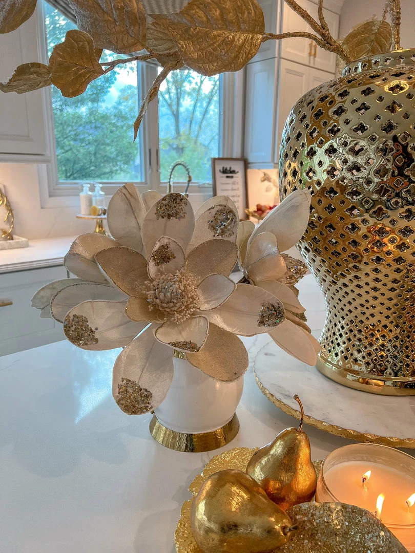 Inspire Me! Home Decor Large Beaded Ivory Magnolia Stem 3 Inspire Me! Home Decor Large Beaded Ivory Magnolia Stem