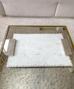 Inspire Me! Home Decor Marble Tray W/ Silver Edge And Textured Handles 10 Inspire Me! Home Decor Marble Tray W/ Silver Edge And Textured Handles