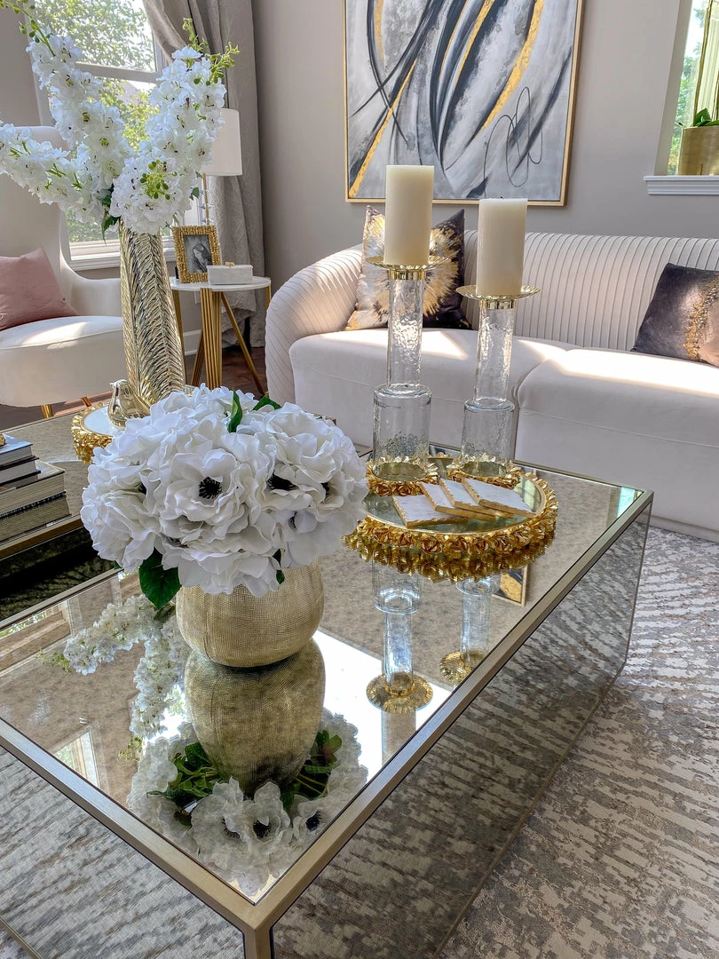 Inspire Me! Home Decor Glass Candle Holder With Gold Metal Floral Details (2 Sizes) 10 Inspire Me! Home Decor Glass Candle Holder With Gold Metal Floral Details (2 Sizes)