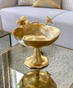 Inspire Me! Home Decor Gold Floral Bowl On Pedestal