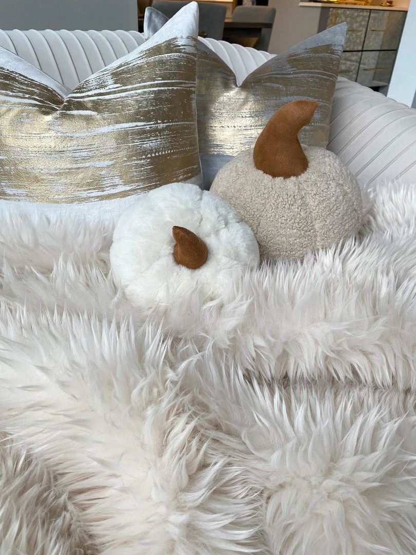 Inspire Me! Home Decor Faux Fur Ivory Pumpkin Pillow 3 Inspire Me! Home Decor Faux Fur Ivory Pumpkin Pillow