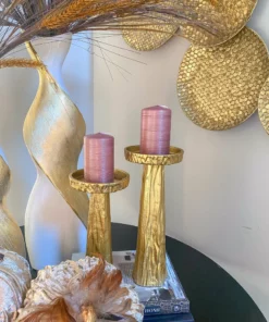 Inspire Me! Home Decor Pink Brushed Metallic Pillar Candle