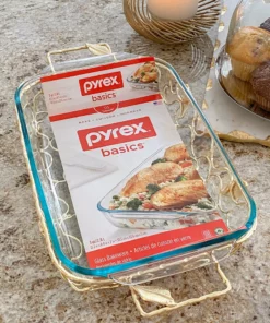 Inspire Me! Home Decor Rectangular Pyrex With Gold Branch Detailed Holder